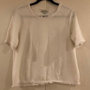 Large white thread fringe shirt